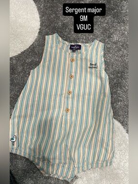 Sergent Major Striped Blue & Cream Baby Romper
